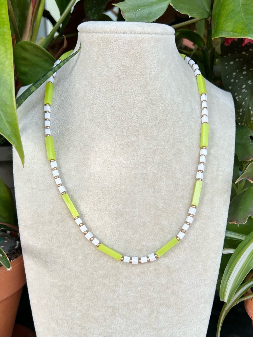 White & green necklace